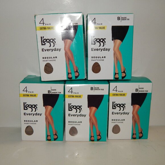 20 Pr Size B L'eggs NUDE Everyday Regular Leggs Sheer Toe Pantyhose Stockings - Picture 1 of 3